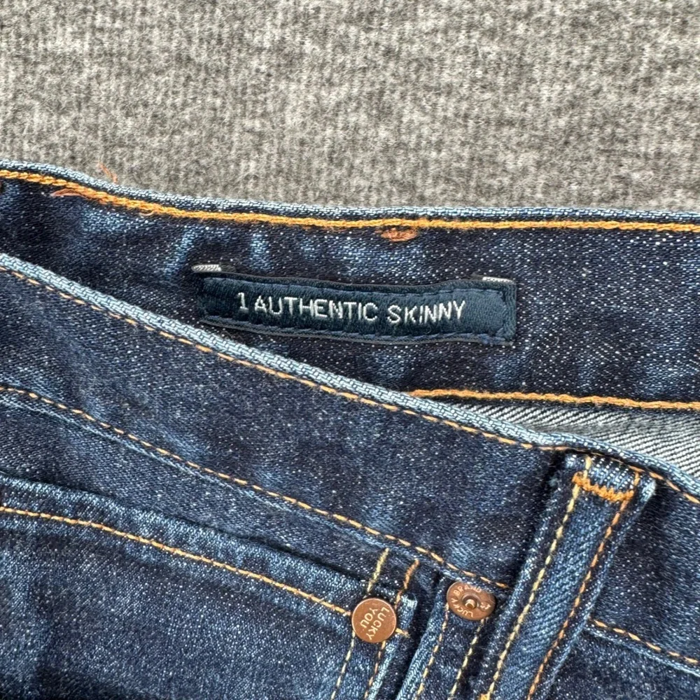 Lucky‎ Brand 1 Authentic Skinny Jeans Mens 34x32 Dark Wash Indigo Button Fly